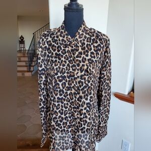 Silk Leopard Print Blouse Size 14